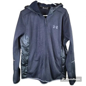 UNDER Armour men's black knit zippered   jacket with hood